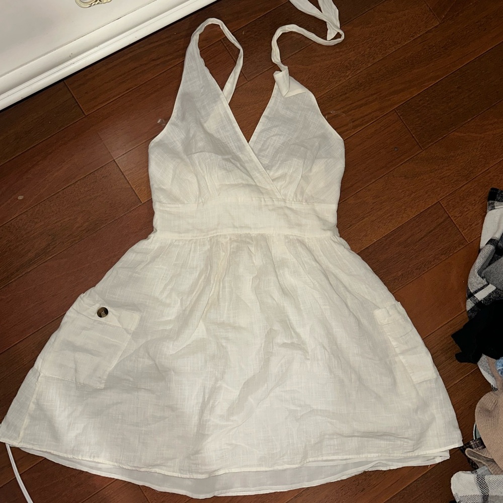 Halter top white/ cream mini dress